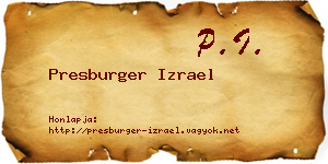 Presburger Izrael névjegykártya
